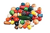 School Smart Wooden Beads, 1/2 to 1 Inch, Assorted Shapes and Colors, 1 Pound