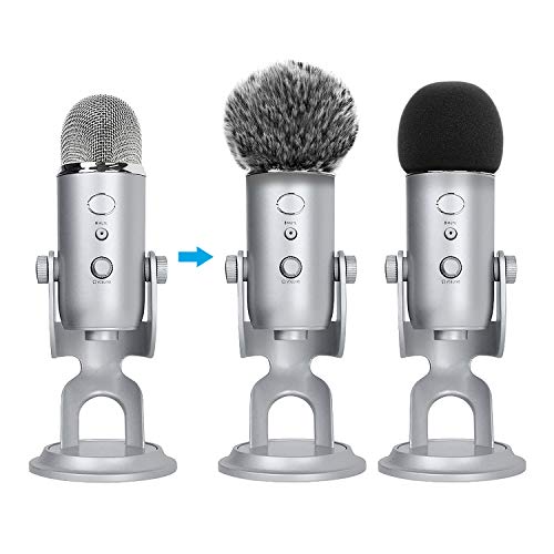 ChromLives Microphone Cover for Blue Yeti Furry Windscreen +Foam Cover Compatible with Blue Yeti
