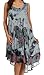Sakkas 217 Tie Dye Butterfly Tank Sheath Caftan Mid Length Cotton Dress - Charcoal/One Size