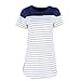 Froomer Women Fashion Short Sleeve Long Casual Striped T Shirt Tops Dress,White,Small