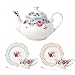 Jusalpha Royal Floral Fine Bone China Rose Vintage Teapot (G)
