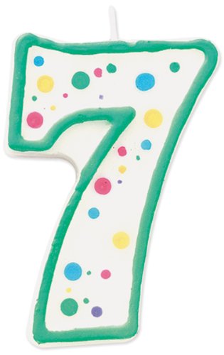 Wilton W91-07 Numeral Candle, 3-Inch by 1.5-Inch, No. 7, Green, 1-Pack