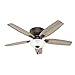 Hunter 52 inch Indoor Ceiling Fan with LED Light - Bronze Ceiling Fan with Pull Chain, For Bedroom, Living Room, or Kitchen, Low Profile Mount, No Remote, 5 Blades - Kenbridge 53379, Noble Bronze