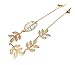 yueton 2pcs Fashion Ladies Athena Olive Branch Tassel Leaf Chain Alligator Clips Barrettes Bobby Pin Hair Clips Bride Headwear Edge Clip Clamps Headbands