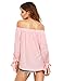 SheIn Women's Off Shoulder Slit Sleeve Tie Cuff Blouse Top Small Pink