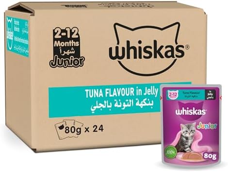 Whiskas Junior Tuna in Jelly, Wet Kitten Food Pack of 24x80g, for