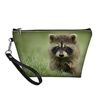 INSTANTARTS Cute Animal Raccoon Pattern Girl Women Toiletry Pouch Outdoor Portable Hnadbag