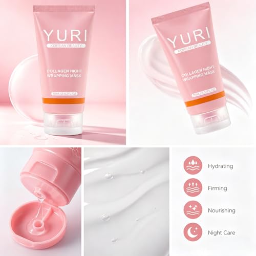 POLAR HAIR YURI Collagen Mask, Collagen Night Wrapping Peel-Off Mask, Hydrating & Firming Overnight Face Mask, Easy Peel Skincare for Smooth & Glowing Skin, Ideal Gift for Women & Teens, 2.54 Fl Oz