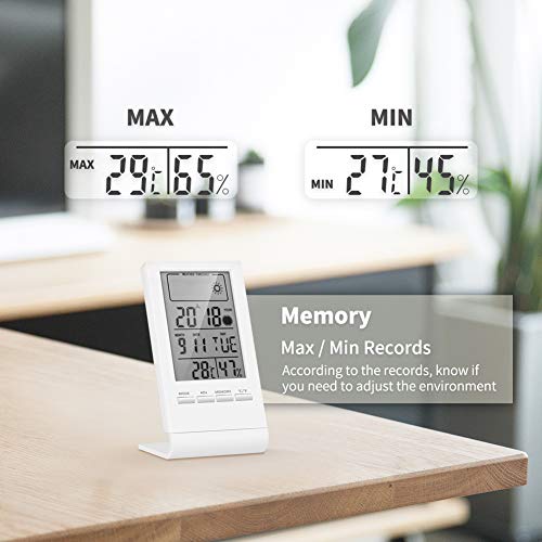 ELEHOT Indoor Digital Room Thermometer Hygrometer Accurate Temperature Gauge Humidity Monitor with Alarm Clock Calendar LCD Display for Home Office Use - Thumbnail 5
