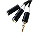 HTTX 4-Pole 3.5mm Audio Male to Double Female Stereo Headphone Jack Splitter Cable Adapter for External Speaker and Headset (Black)