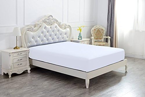 KV Collection Hotel Quality 625-Thread-Count Egyptian Cotton Emperor Size 1 Piece Fitted Sheet/Bottom Sheet Fit Up to 14 to 16 Inches Deep Pocket With Elastic All Around White Solid