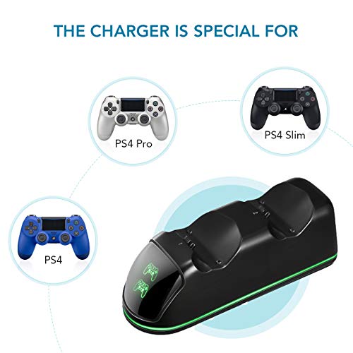PS4 Controller Charger, TopElek DualShock 4 Controller Charger Station, Dual USB Fast Charging Dock with LED Indicator and Overcharging Protection, for Sony Playstation 4/PS4/PS4 Slim/PS4 Pro - Thumbnail 3