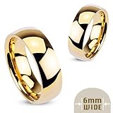 6MM High Polished Stainless Steel Gold Plated Wedding Band-Noureda