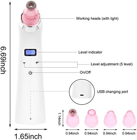 Topperone blackhead remover machine Comedo Suction Microdermabrasion Diamond Machine Blackhead Removal Rechargeable Skin Peeling Machine,Extractor Set White