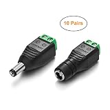 Chanzon （10 x Male + 10 x Female 12V DC Power Connector 5.5mm x 2.1mm 24V Power Jack Socket for Led Strip CCTV Security Camera Cable Wire Ends 10Pcs Plug Barrel Adapter