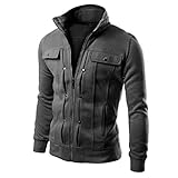 Hot Sale! Men Jacket,Canserin 2017 Fashion Mens Classic Slim Designed Lapel Cardigan Coat Sweatshirt Jacket (L, Dark Gray)