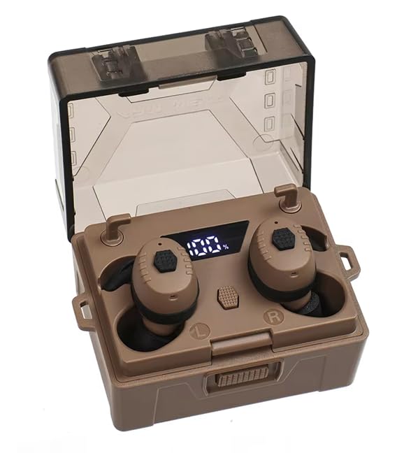 Omana Electronic Shooting Earplugs Totems Noise Canceling Hearing Protection Earmuff for Hunting/Tactical Shooting/Military/Music Events (Brown)