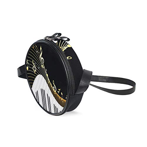 WellLee Musical Notes Piano Keyboard Round Crossbody Bag Purse Messenger Bag