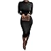 Pusheng Women Turtleneck Long Sleeve Slim Bodycon Wrap Tunic Pencil Midi Dress