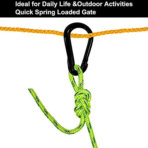 Rtudan 3 Inch Spring Snap Hook,Heavy Duty Carabiner Clip, Large Carabiner Clip Black Carbon Metal Snap Hook for Hiking Traveling Camping Fishing(Set of 4)