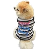Mikey Store Pet Dog Clothes Soft Thickening Warm Stripe Polar Fleece Winter Clothes (Black, L)