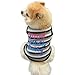 Mikey Store Pet Dog Clothes Soft Thickening Warm Stripe Polar Fleece Winter Clothes (Black, L)
