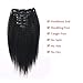 Lovrio Kinky Straight Hair Clip in Hair Extensions for Black Women Brazilian Virgin Double Weft Human Hair 7 Pieces 120g with 17 Clips 10 Inch