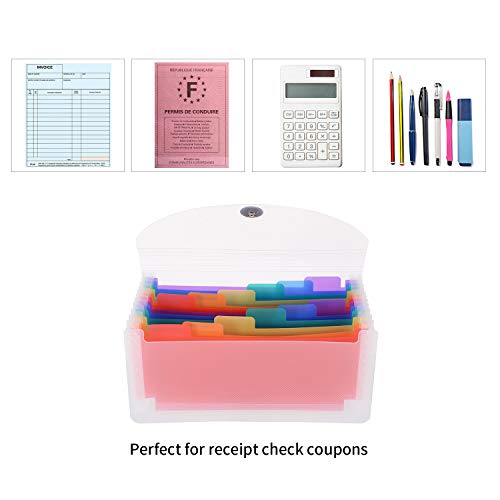 Expanding Portable Hand-Held Accordion File Folder File Organizer Wallet for Cards Coupons Receipt Tax Item or Changes, 10.32X5.31 inches, 13 Pockets - Thumbnail 3