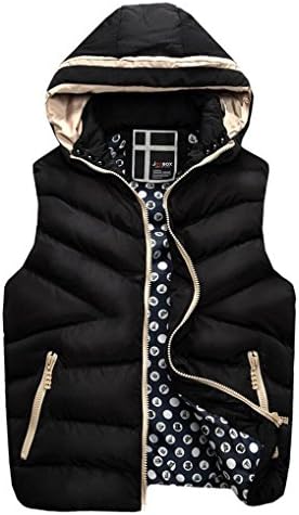 Bstge Men's Casual Full-Zip Sleeveless Warm Waistcoat M Black