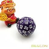 Bescon Fifty-Sided Die, 50 Sided Cube, 50 Sides Dice, 50-Sided D50 30mm Large Gaming Dice - Purple Opaque Color with White Numbers