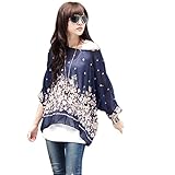 DaySeventh Lady Batwing Sleeve Chiffon Shirt Bohemian Floral Oversized Blouse
