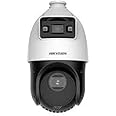 Hikvision TandemVu 4MP 25X Zoom IP PoE PTZ with Dual Lens ColorVu 4MP 2.8mm Fixed Lens Bullet 90FT White Light and 25X 4.8-120mm Lens Outdoor PTZ Camera 300FT IR Distance with Wall Mount Bracket