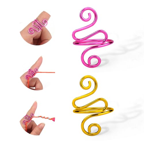 Vodolo Crochet Ring,2PCS Gold Adjustable Yarn Tension Ring for Crocheting Peacock Shape Knitting Loop Open Finger Ring for Mother Grandma Thanksgiving Presents Finger Yarn Guide Crochet Accessories