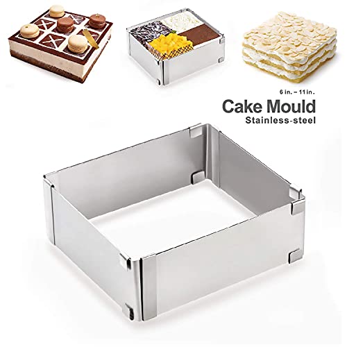 Seporna Square Cake Mold Ring, 611 Inch Adjustable Stainless Steel