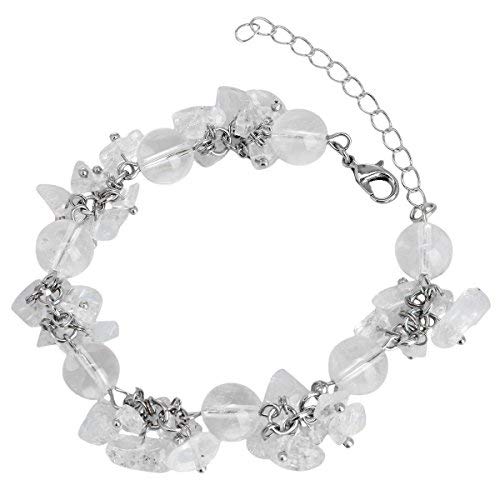 mookaitedecor Natural Clear Quartz Crystal Bracelet Crystal Chip Beads Bracelet for Women, Reiki Chakra Healing Crystal Bracelet Gift for Girl Friend Clear Quartz Jewellery White Boho Bracelet
