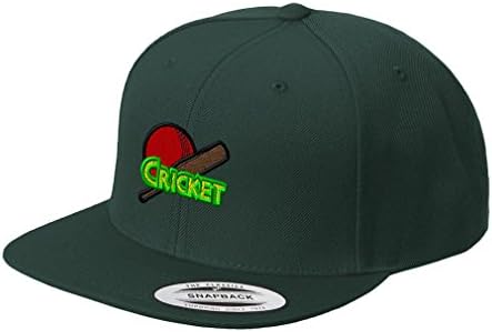 Cricket Logo Embroidered Flat Visor Snapback Hat Spruce Green