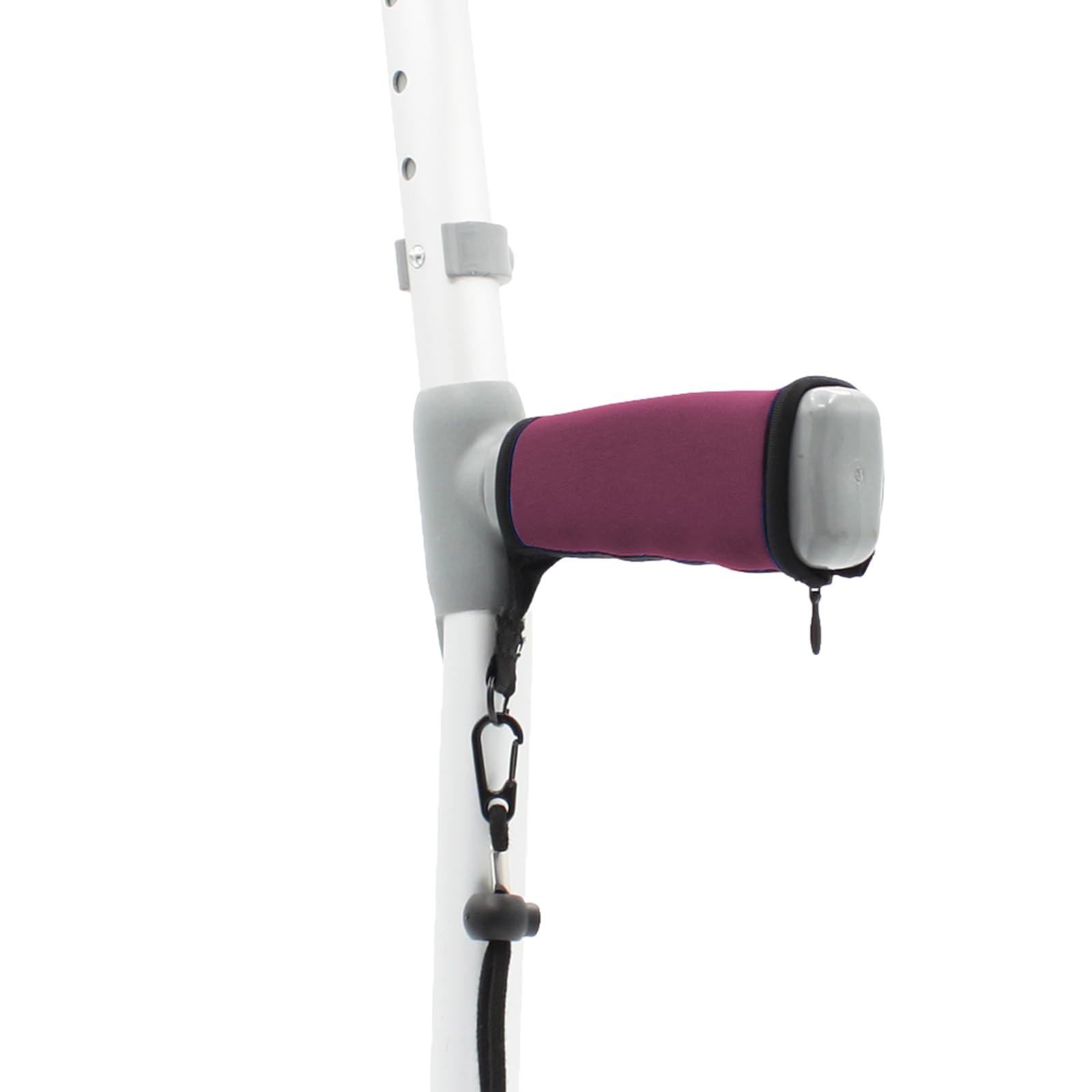 Pair of Purple Padded Neoprene Crutch Handle Grip Covers for Comfort with Wrist Strap - by Lifeswonderful