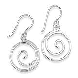 Sterling Silver Polished Swirl Design Dangle Earrings, Jewelry Earring for Women