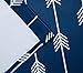 HLC.ME Arrow Printed Blackout Room Darkening Thermal Grommet Window Curtain Drape Panels for Bedroom - Set of 2 - Navy Blue - 84