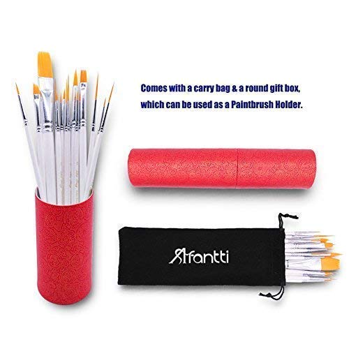 18 Pcs Detail Fine Miniature Figurine Paint Brushes Mini Micro Paintbrush Painting Kit Set | Extra Fine Point Tip | Nylon for Fabric Citadel Face Model Leather Acrylic Watercolor Oil by Afantti - Thumbnail 6