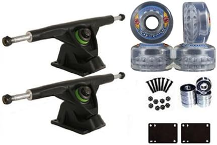 Longboard Black Reverse Kingpin Trucks Skateboard Deck Package Kryptonics Route 65mm Wheels, Abec 7 Bearings, Hardware & Risers