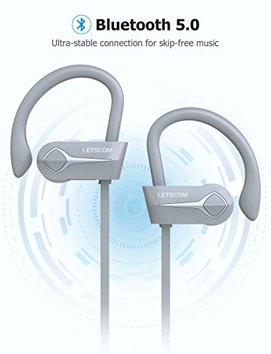 Letscom Bluetooth Headphones, 15Hrs Playtime Wireless 5.0 Earbuds IPX7 Waterproof Sport Running in-E - //coolthings.us