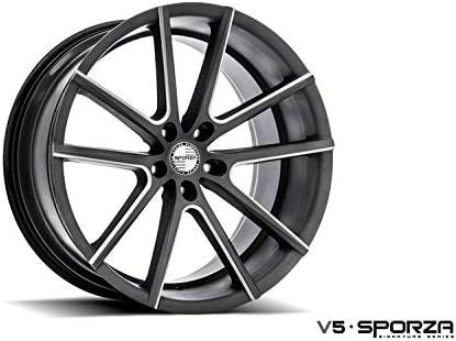 19" Inch Sporza V5 Graphite / Milled Wheels &amp; Tire Package | All Season 245/35R19 | Set of 4 | Financing Available | Infiniti Audi Mercedes Dodge Chevy Chrysler Acura Ford Lexus Nissan BMW