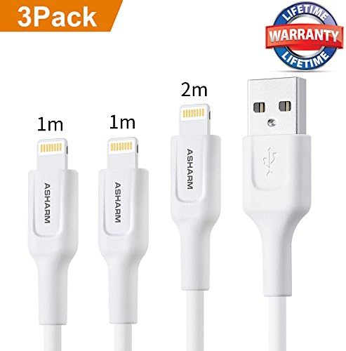 iPhone Charger Cable, ASharm 3Pack 3ft 3t 6ft for iPhone X 8 7 6s 6 Plus 5s 5c 5 SE, iPad 2 3 4 Mini, iPad Pro Air, iPod & More (White) (3 Pack)