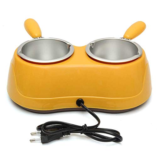 Zz Pro Electric Cheese Chocolate Melting Pot, Drink Warming Machine, Home made Fondue Set for Multiple use - with all shapes molds, 10 plastic skewer, 10 plastic forks, 1 spiral fork, 1 flat fork (Deluxe, Yellow)