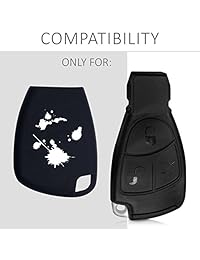 Kwmobile Car Key Cover para Mercedes Benz - Funda protectora de silicona para Fob para Mercedes-Benz 2-3 Button Key Car - Blanco Negro