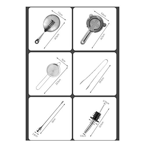 YYQQ 11 Stück Cocktail Set Cocktail Shaker Cocktail Mixer Geschenk Set Bar Zubehör 820 ML Cocktailshaker Edelstahl für… – Bild 7