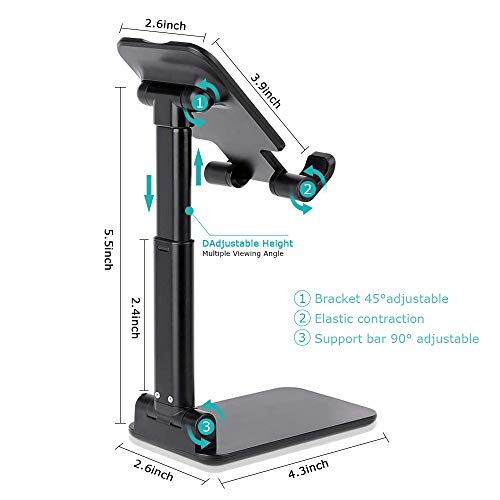 I love e iFecco Universale Supporto Dock, Porta Cellulare da Tavolo Regolabile per Tablet/Telefono Regolabile e Antiscivolo, Supporto Smartphone Compatibile con iPhone, Samsung, Huawei, Kindle (Nero)