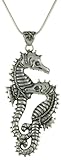Sterling Silver Mother And Baby Seahorse Pendant by Michou