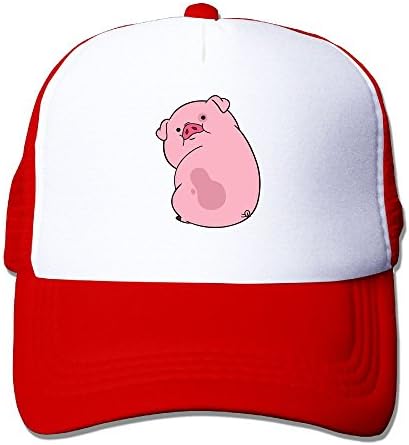 Vicop Cute Pig Cartoon Trucker Cap Summer Mesh Hat With Adjustable Strap Red